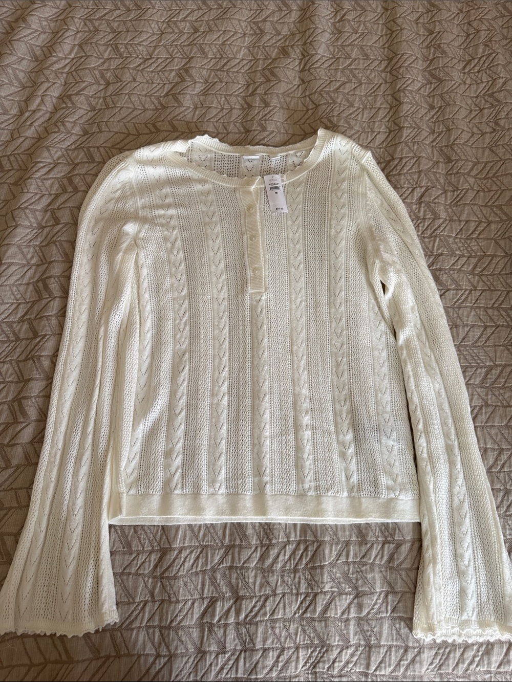 GAP Cream Cable-Knit Henley Sweater